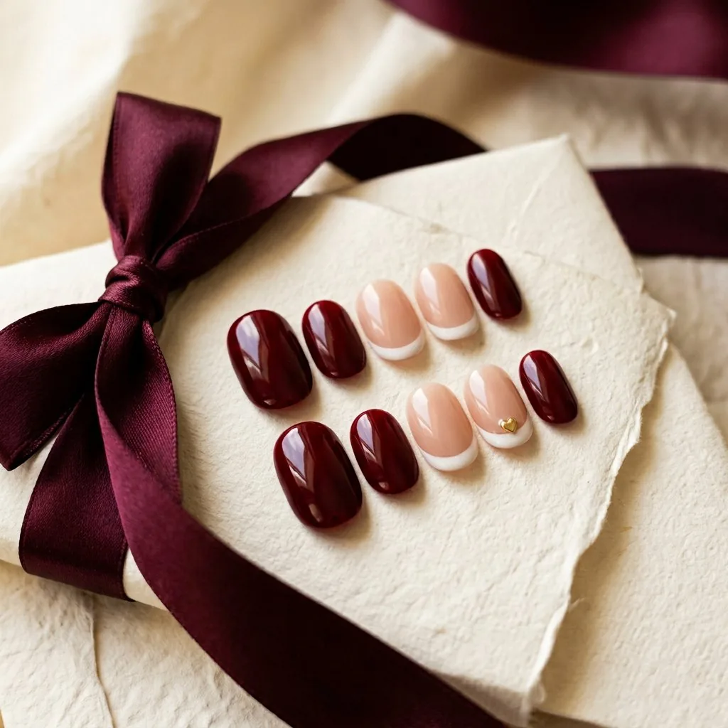 Cherry Glacé burgundy press-on nail set